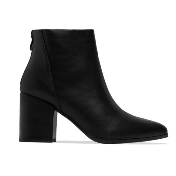 Black Low Chunky Block Heel Ankle Booties - Picture 5 of 11